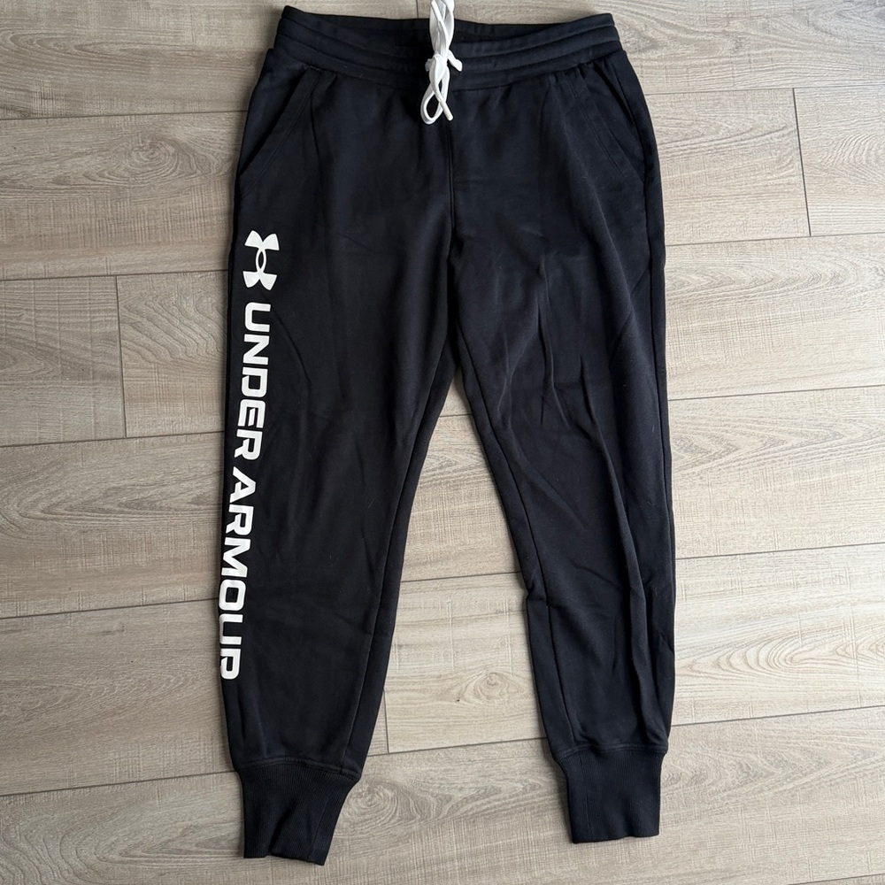 Under Armour Draw String Jogger Pants-Black- Womens M